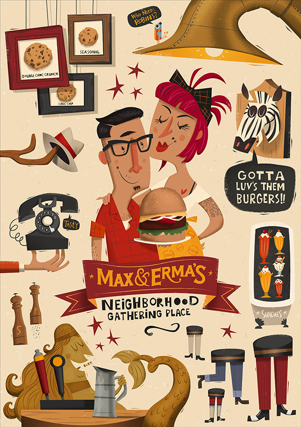 RGB.vn_Max & Erma's Illustrated Menu Cover - Peter Donnelly