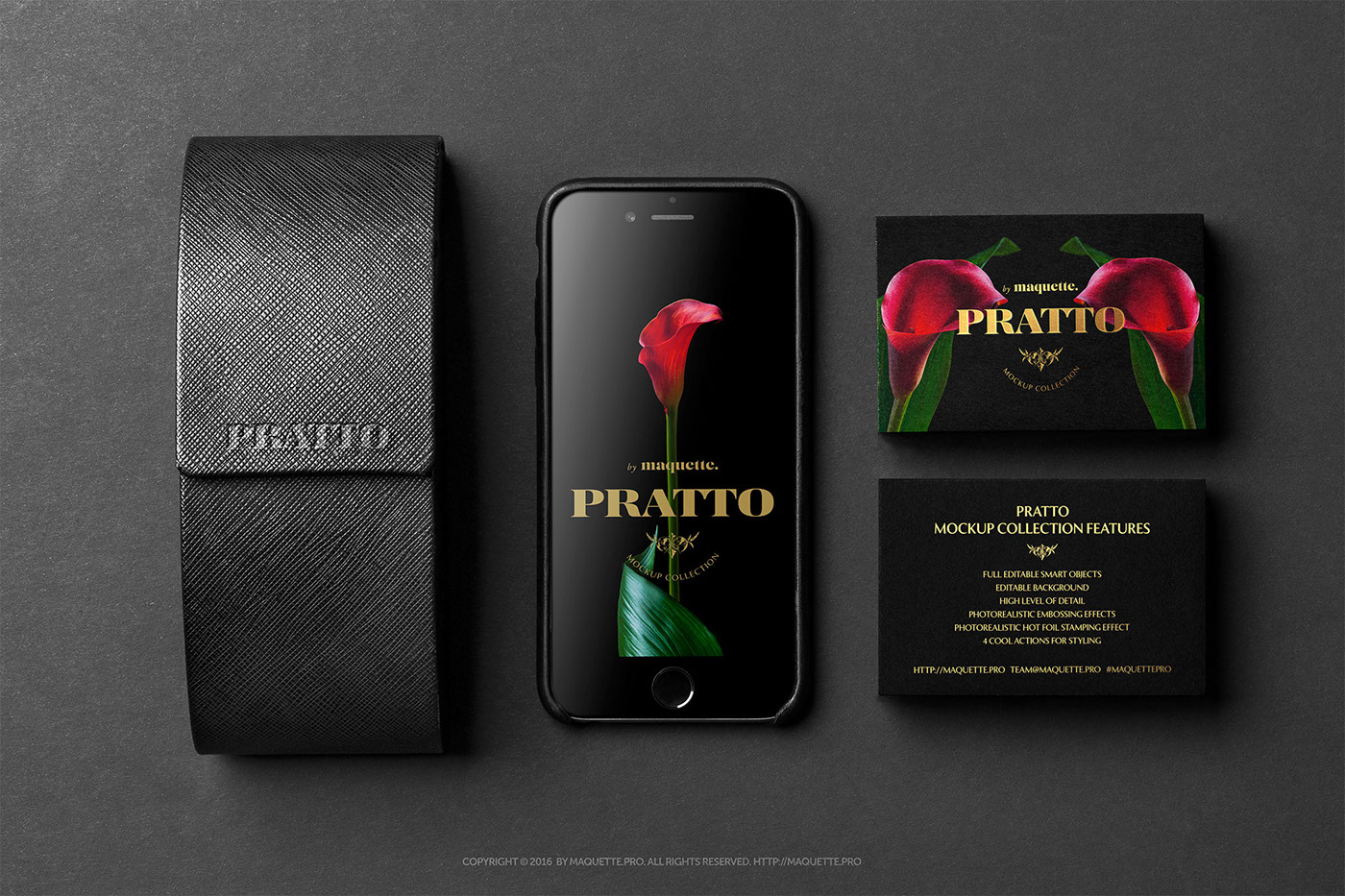Two Black Business Cards and Mobile Phone PSD Mockup