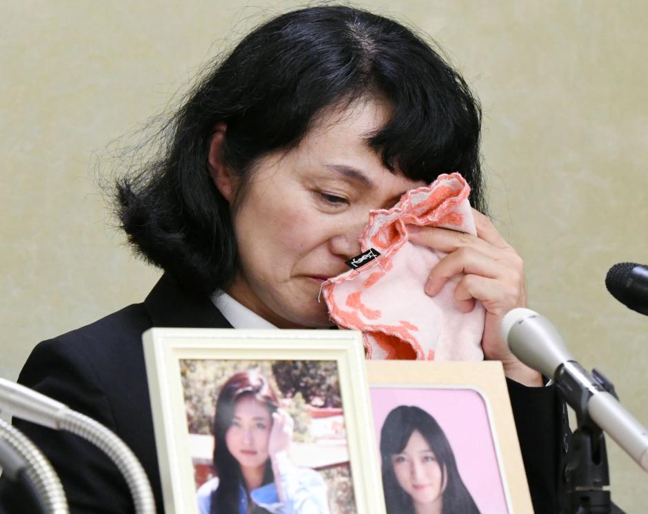 Yukimi Takahashi, the mother of Matsuri Takahashi, former employee of Japanese advertising giant Dentsu who committed suicide in 2015 at the age of 24, attends a news conference in Tokyo