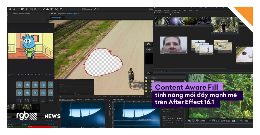 Content Aware Fill After Effects là tính năng được nâng cấp trong phiên bản mới nhất của Adobe After Effects. Với công nghệ nhận diện hình ảnh sâu sắc và mới nhất, bạn có thể dễ dàng xóa bỏ những chi tiết không cần thiết trên video của bạn chỉ bằng một vài thao tác đơn giản.